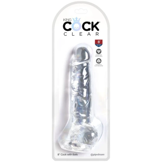 PENIS REALIST TRANSPARENT CU BILE, 16,5 CM