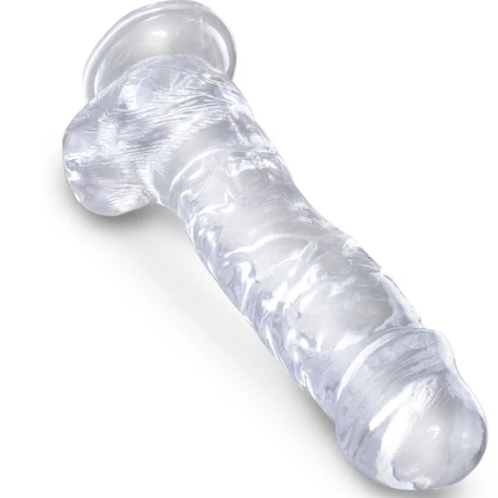 PENIS REALIST TRANSPARENT CU BILE, 16,5 CM