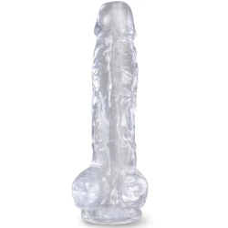 PENIS REALIST TRANSPARENT CU BILE, 16,5 CM