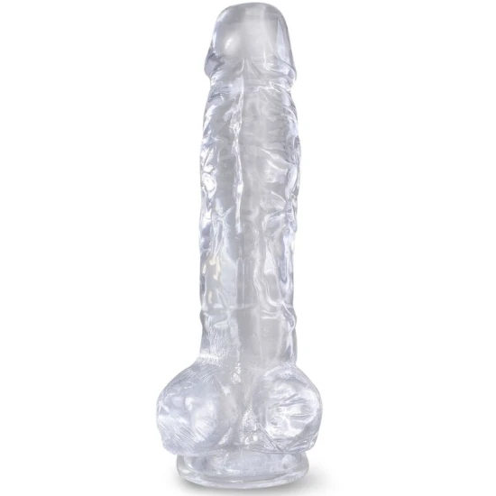 PENIS REALIST TRANSPARENT CU BILE, 16,5 CM