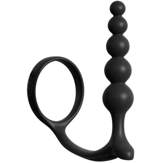 PIPEDREAM - Set de bile anale tip cockring, Elite Collection, Negru