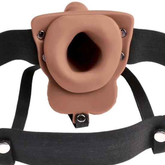 Ham reglabil realist pentru penis, cu testicule reîncărcabile și vibrator, 15 cm