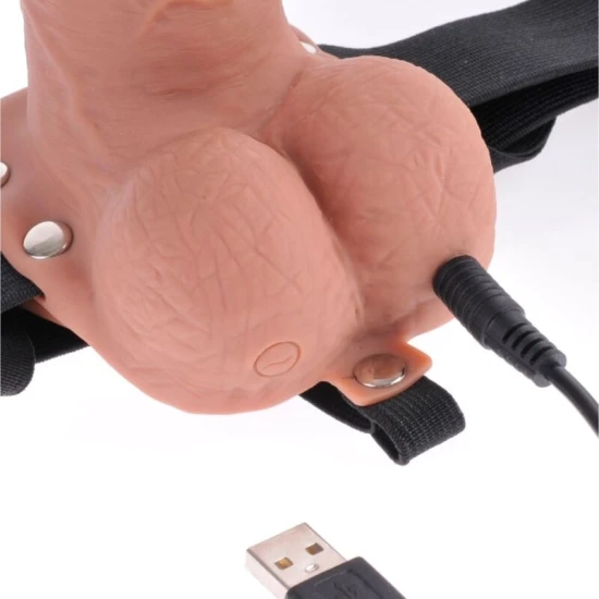 Ham Harness Realistic - Vibrator Reîncărcabil, Negru, 17.8 CM