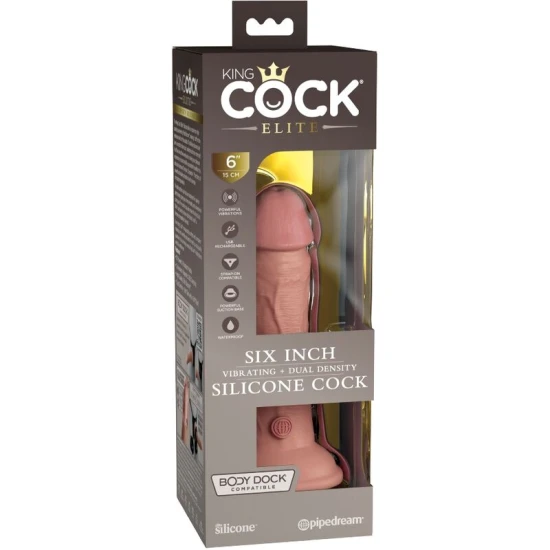 DILDO REALIST CU VIBRAȚII, ELITE, SILICON, 15.2 CM