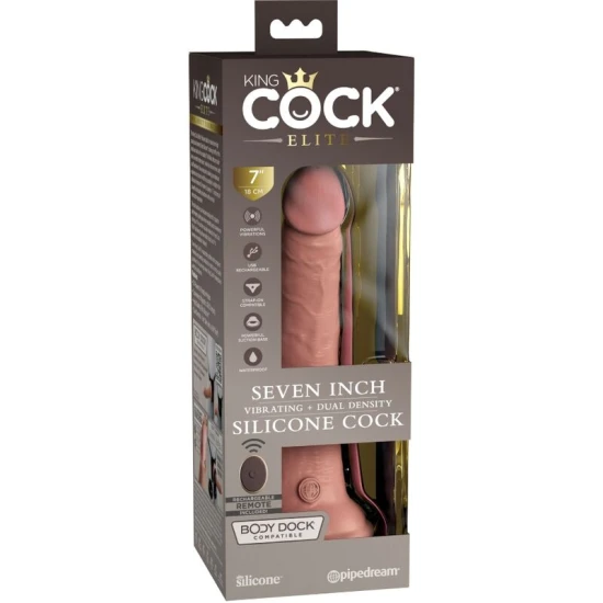 Dildo vibrator realist - 17.8 cm, Crem, Mărime standard.