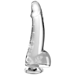 DILDO CLAR CU TESTICULE, 15,2 CM, TRANSPARENT