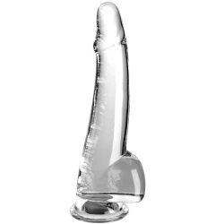 DILDO CLAR CU TESTICULE, 19 CM, TRANSPARENT