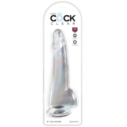 DILDO CLAR CU TESTICULE, 19 CM, TRANSPARENT