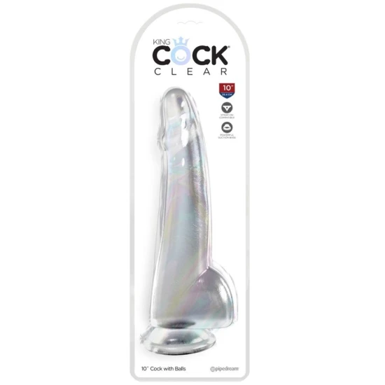 DILDO CLAR CU TESTICULE, 19 CM, TRANSPARENT