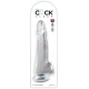 DILDO CLAR CU TESTICULE, 19 CM, TRANSPARENT