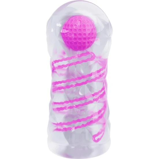 Masturbator masculin tip fantasy, cu spirală internă și bile transparente