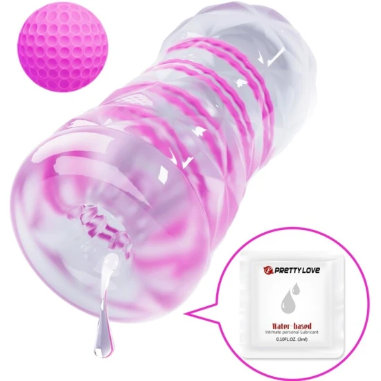 Masturbator masculin tip fantasy, cu spirală internă și bile transparente