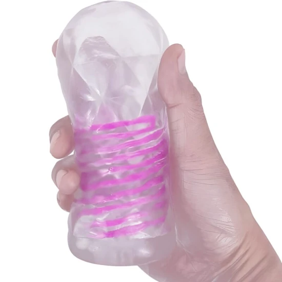 Masturbator masculin tip fantasy, cu spirală internă și bile transparente