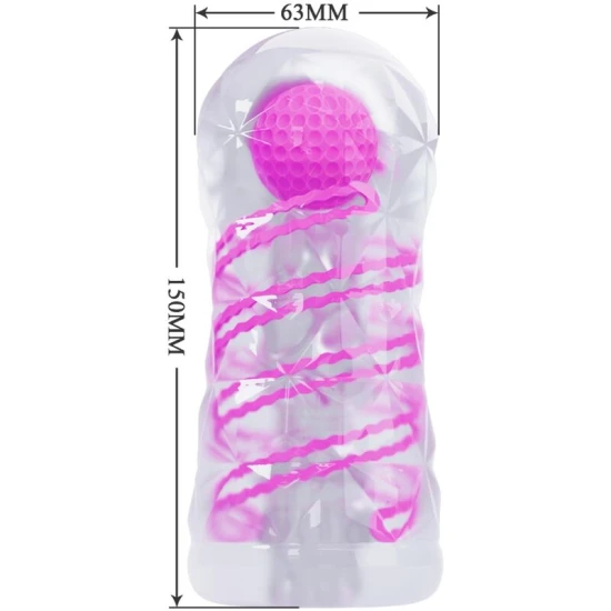 Masturbator masculin tip fantasy, cu spirală internă și bile transparente