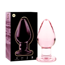 Plug Anal Model 3 - Sticlă Borosilicată, Roz, 11 cm