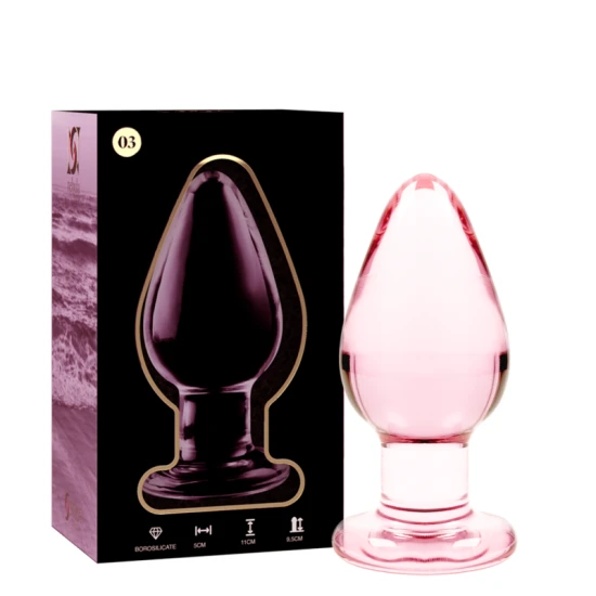 Plug Anal Model 3 - Sticlă Borosilicată, Roz, 11 cm