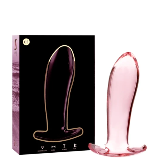 Plug Anal Nebula Series Model 5 - Sticlă Borosilicată, Roz, 12.5 cm