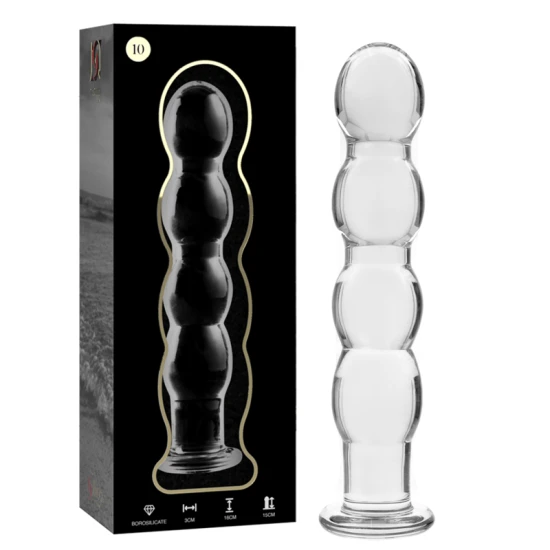 Dildo Nebula Series Model 10 - Borosilicate Glass, Alb, 16.5 cm