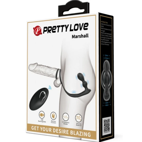 Inel penis cu plug anal vibrator, cu telecomandă, Roz