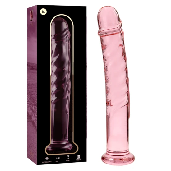 Dildo de Lux din Sticlă Borosilicată Roz 18.5 cm