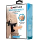 Ham strap-on cu vibrator inclus - Silicon marbrat, Negru, Mărime universală.