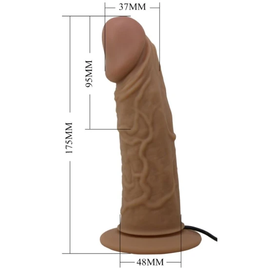 Ham strap-on cu vibrator inclus - Silicon marbrat, Negru, Mărime universală.