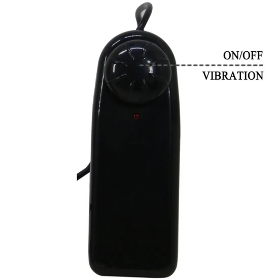 Ham strap-on cu vibrator inclus - Silicon marbrat, Negru, Mărime universală.