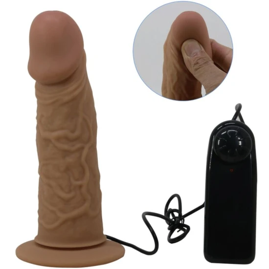 Ham strap-on cu vibrator inclus - Silicon marbrat, Negru, Mărime universală.