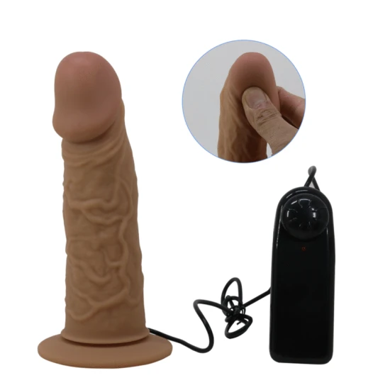 Ham strap-on cu vibrator inclus - Silicon marbrat, Negru, Mărime universală.
