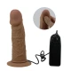 Ham strap-on cu vibrator inclus - Silicon marbrat, Negru, Mărime universală.