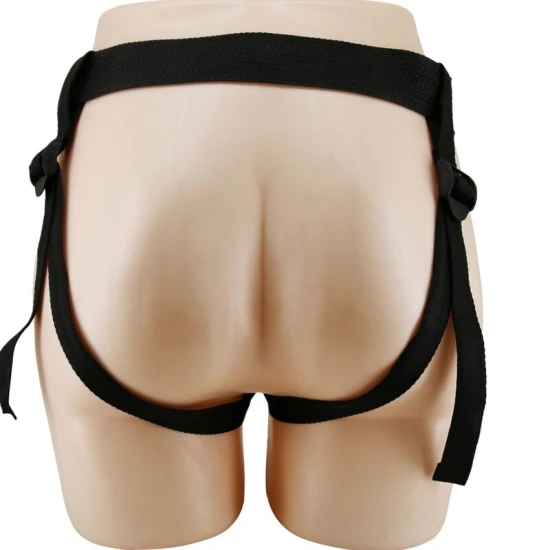 Harness cu dildo gol din TPR, negru, ajustabil