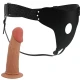 Harness cu dildo gol din TPR, negru, ajustabil