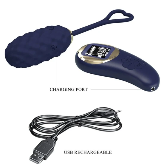 Vibrator Vivian, cu telecomandă, albastru