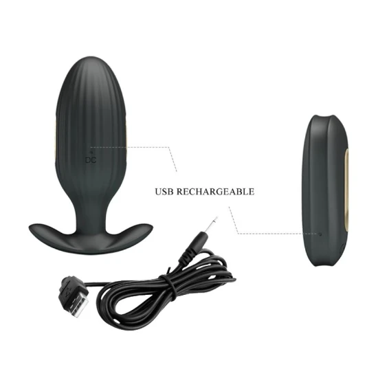 Plug anal reîncărcabil Kelly - Negru, Mărime medie.