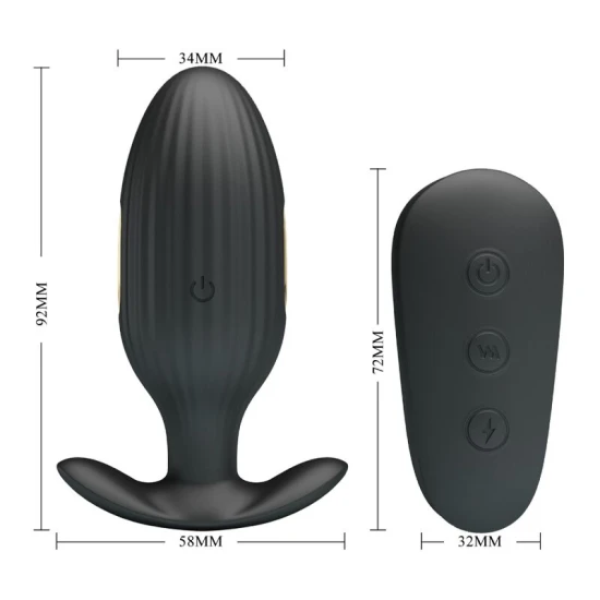 Plug anal reîncărcabil Kelly - Negru, Mărime medie.
