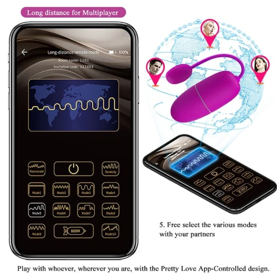 Vibrator Nymph, controlat prin aplicație, mov
