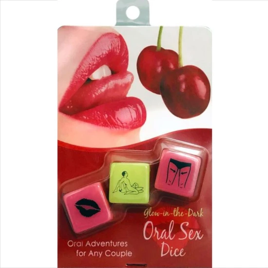Joc de dice pentru sex oral cu efect de glow în întuneric, Roz