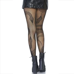 LEG AVENUE - Ciorapi tip plasă model șerpi, Negru
