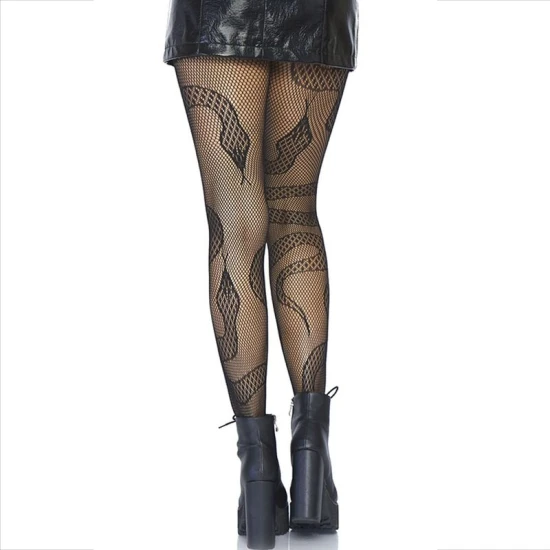 LEG AVENUE - Ciorapi tip plasă model șerpi, Negru