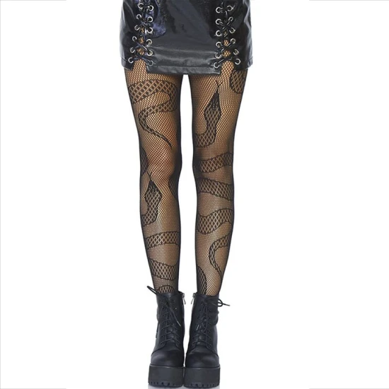 LEG AVENUE - Ciorapi tip plasă model șerpi, Negru