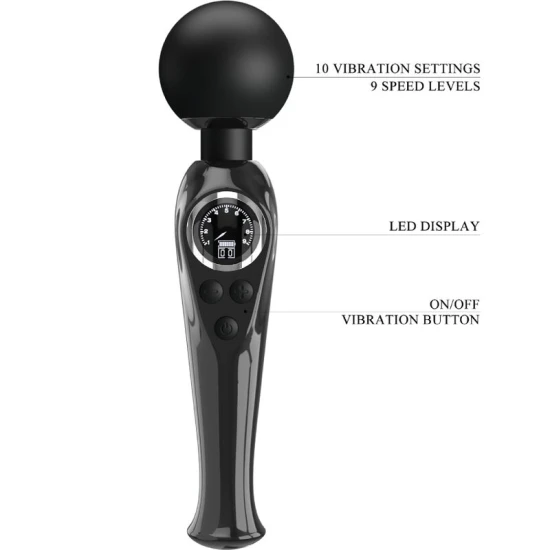 Skyler - Vibrator tip wand, Negru