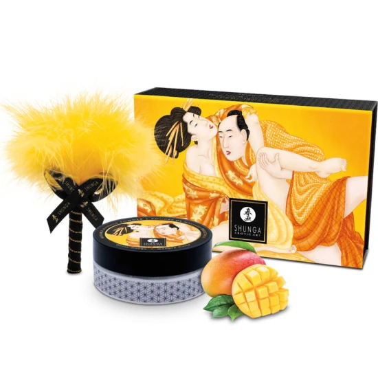 Set cadou pudră de masaj comestibilă Mango