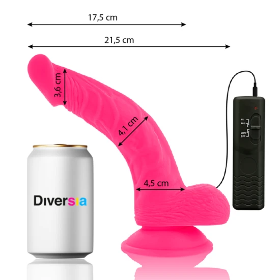 DILDO FLEXIBIL CU VIBRAȚII, Roz, 21.5 cm - Ø 4.5 cm