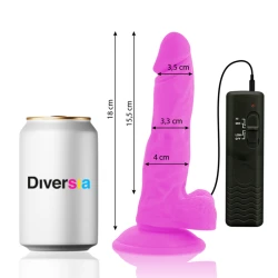 DILDO VIBRANT FLEXIBIL, Mov, 18 cm - Ø 4 cm