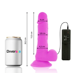 DILDO VIBRANT FLEXIBIL, Mov, 20.5 cm - Ø 4.2 cm