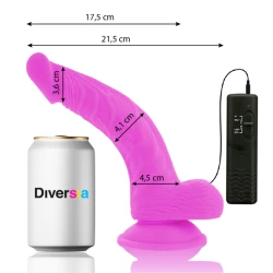 DILDO FLEXIBIL VIBRATOR, Violet, 21.5 cm - Ø 4.5 cm