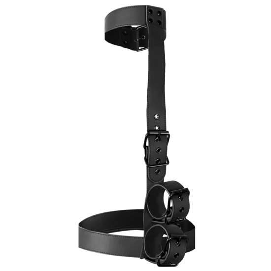 Set body cu colier și manșete de încheietură, pentru restricții, Negru