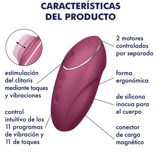 Vibrator Lay-On Satisfyer - Tap & Climax 1, Roșu