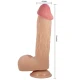 DILDO REALIST CU PIELE GLISANTĂ, CUPĂ DE SUCȚIE, Culoare Flesh, 23.4 cm