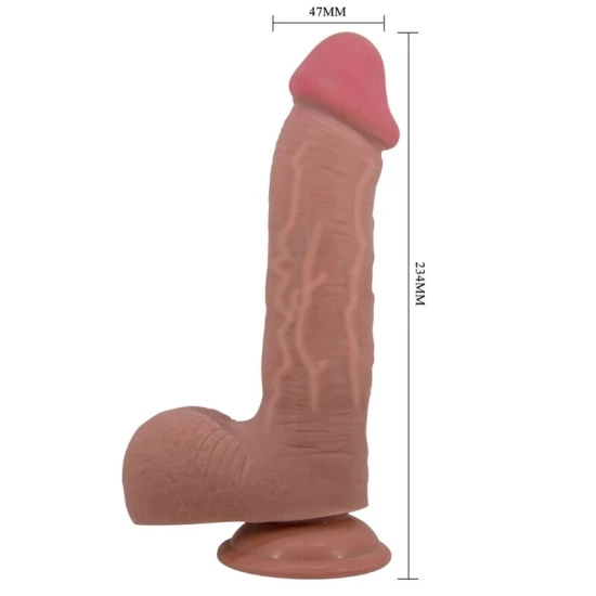 DILDO REALIST CU PIELE GLISANTĂ, Culoare Maro, 23.4 CM